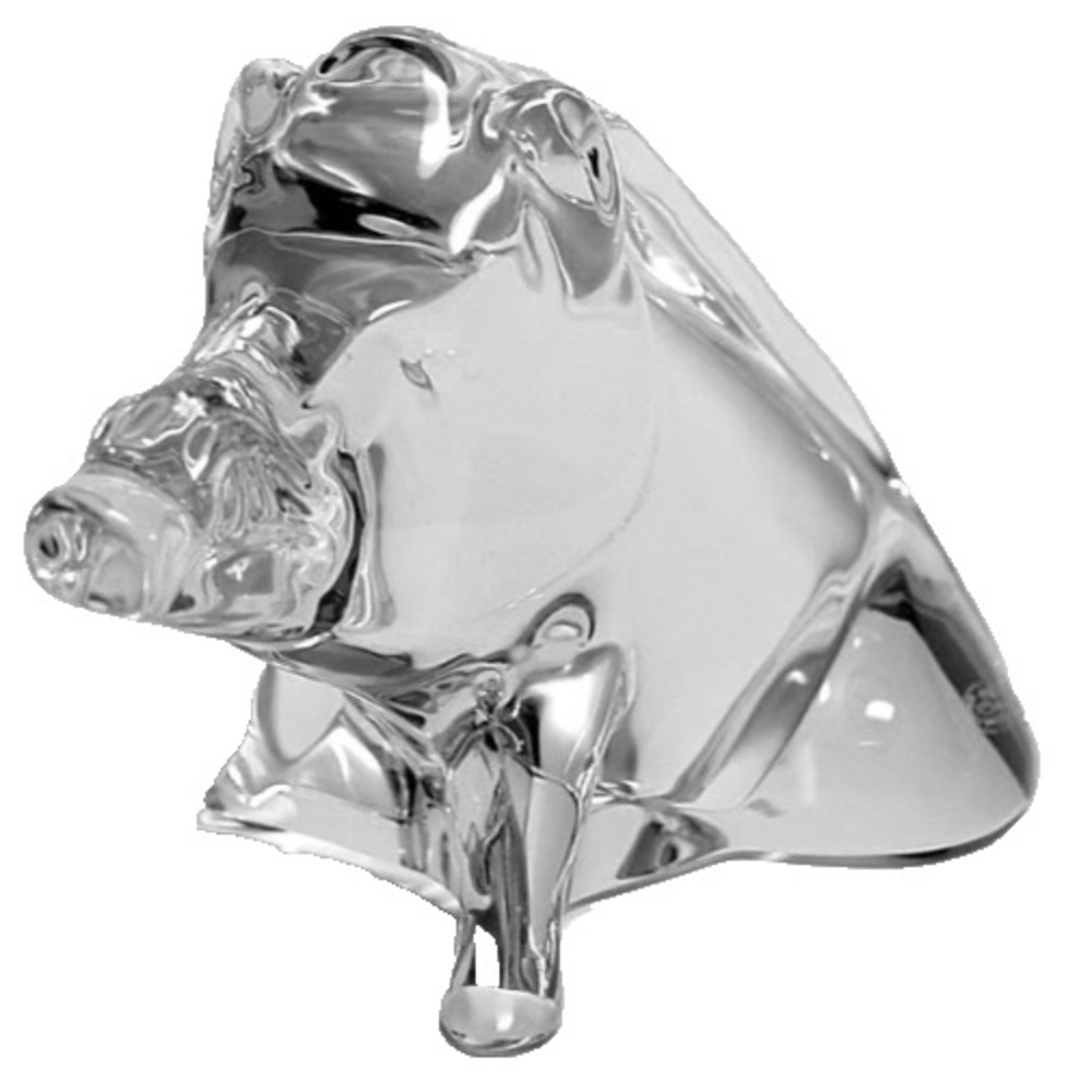 Baccarat Crystal Boar Pig Figurine 1995 Zodiac Animal Clear Vintage Glass France